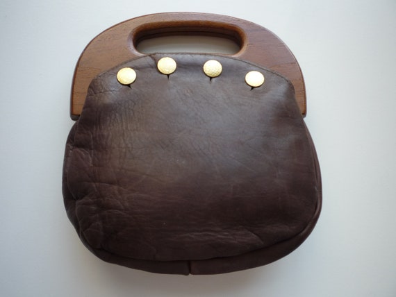 Vintage Chocolate Brown Lambskin Leather Bermuda Preppy Handbag