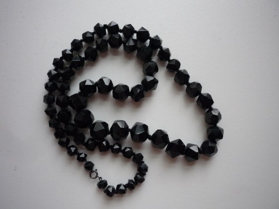 Antique Victorian Hand Faceted Black Whitby Jet G… - image 6