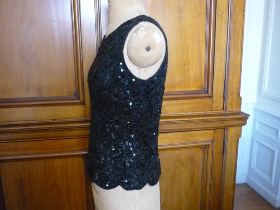 Vintage Oleg Cassini Black Tie Beaded Embellished… - image 3