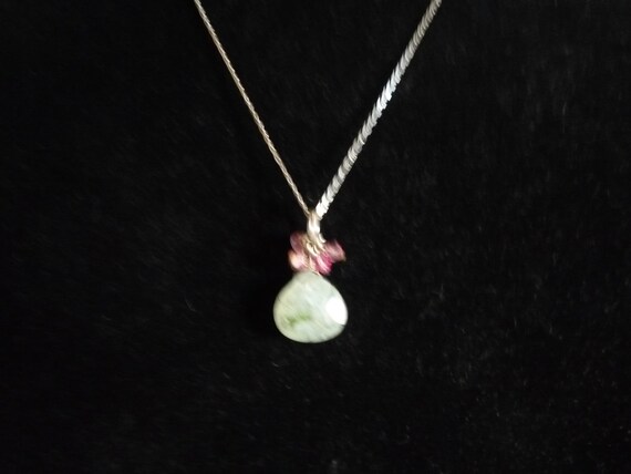 Vintage Faceted Moss Green Agate Pink Tourmaline … - image 8