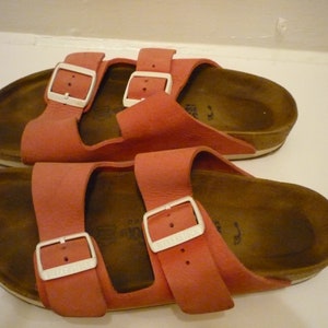 Vintage Soft Leather Raspberry/Red Arizona White Buckle Soft Footbed Birkenstocks Germany Size 39N