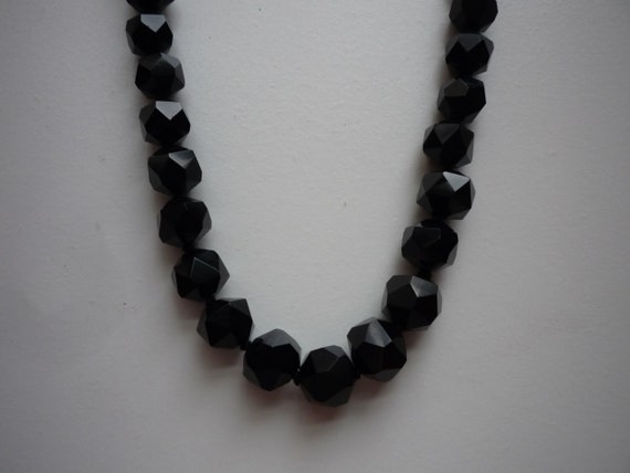 Antique Victorian Hand Faceted Black Whitby Jet G… - image 5