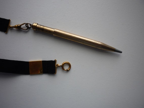 Antique Victorian Mourning 14K GF Black Satin Pen… - image 4