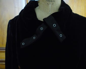 Beautiful Emporio Armani Black Velvet Snap Dress Size 42 Made in Italy