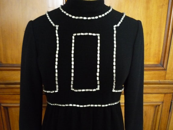 Stunning Vintage 1960 Donald Brooks Black Wool Wi… - image 3