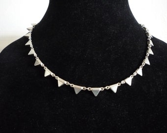 Great Vintage Silver Plate Small Triangles Boho Punk Grunge Necklace