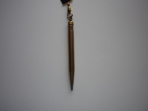 Antique Victorian Mourning 14K GF Black Satin Pen… - image 10