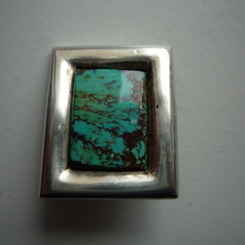 Vintage Navajo Native American #8 Spider Web hot Turquoise Sterling Silver Clip On Earrings