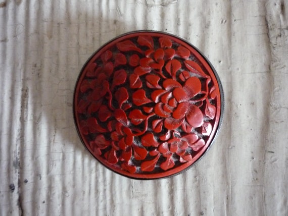 Vintage Chinese Handcrafted Carved Cinnabar Peony… - image 8
