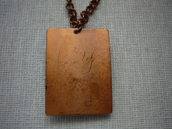 Vintage Copper Rectangular Double Leaf Necklace - image 5
