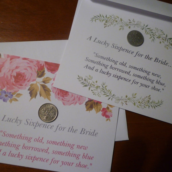 Wedding Sixpence. SIXPENCE FOR BRIDES Shoe. 2 Styles Avaiable. Sixpence With Envelope And Keepsake Chiffon Bag.