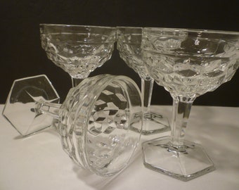 FOSTORIA “ American” Stemware. Set 4 Sparkling Wines,  Deserts, or..? We  have 2 Sets Available.