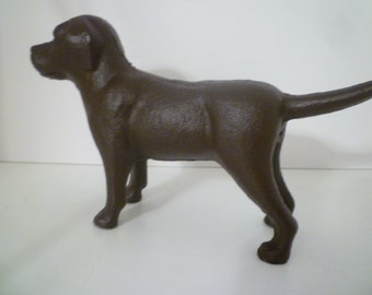 Cast Iron CHOCOLATE LAB Dog. Primitive Style Lab Dog. Doorstop...Bookends Or.......? Upcycled Chocolate Lab .