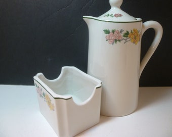 Teapot and Teabag holder. 1950’s Mayer China.