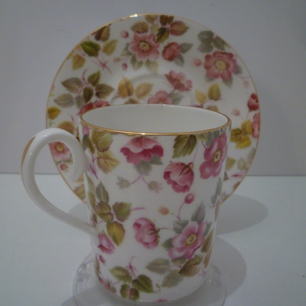 Espresso Cup ROYAL ALBERT Chintz Style Demitasse or Small Chocolate Cup Pattern is “Random Rose”. Vintage Royal Albert English Bone China.