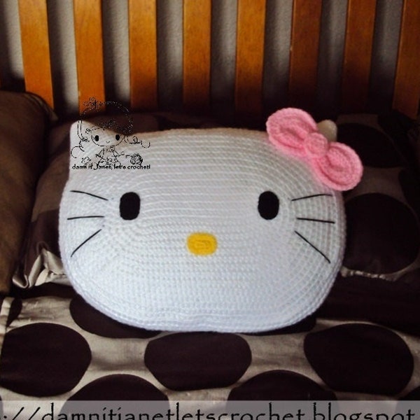 Japanese Anime Kitty Cushion - PDF Crochet Pattern - Instant Download