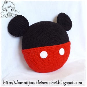 Inspired Mickey Mouse Pillow PDF Crochet Pattern Instant Download image 1