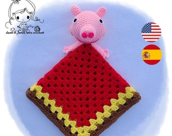 Piggy Lovey (Size 17” x 17”) - PDF Crochet Pattern - Instant Download // Patron de Crochet en ESPAÑOL en PDF - Descarga Instantánea