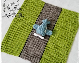 Airplane Security Blanket (Size 16” x 16”) - PDF Crochet Pattern - Instant Download