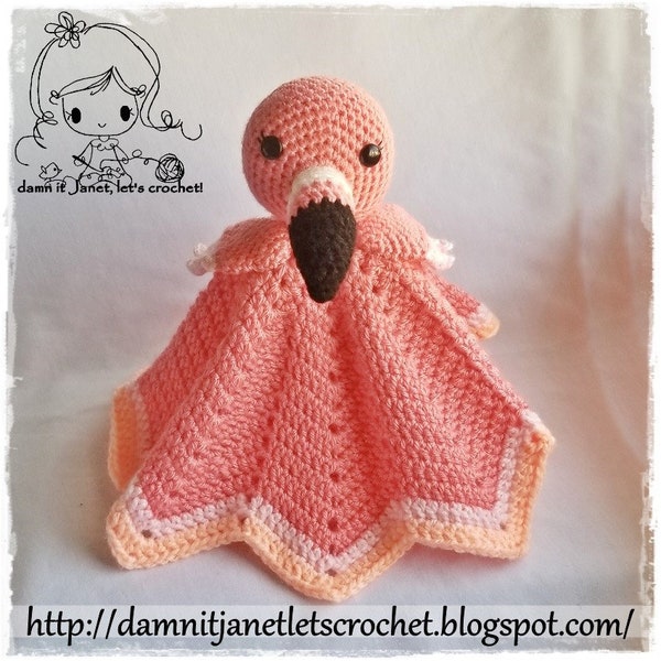 Flamingo Security Blanket (Size 16” x 16”) - PDF Crochet Pattern - Instant Download
