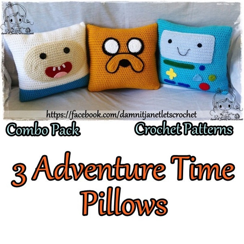 Adventure Time Pillows Combo Pack1 Pdf Crochet Patterns Etsy