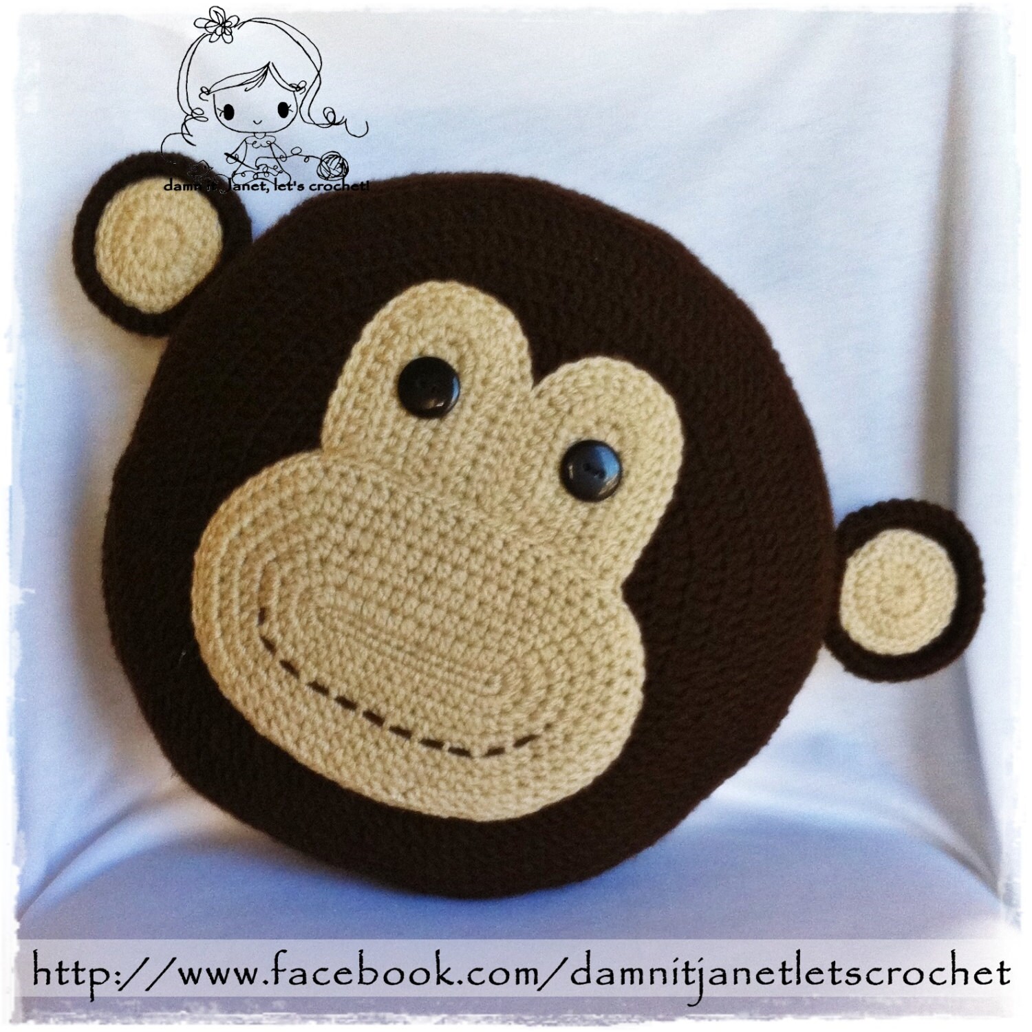 Monkey Pillow PDF Crochet Pattern Instant Download Etsy