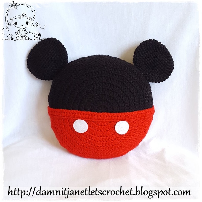 Inspired Mickey Mouse Pillow PDF Crochet Pattern Instant Download image 2