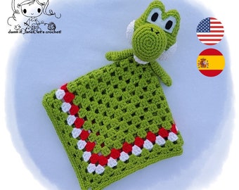 Dino Lovey (Size 17” x 17”) - PDF Crochet Pattern - Instant Download // Patron de Crochet en ESPAÑOL en PDF - Descarga Instantánea