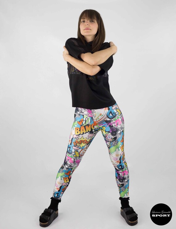 Leggings//Pop Art Print leggings//Rainbow Etsy