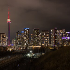 Toronto Skyline With Train Lights - Toronto Cityscape - Wall Art - Night Photography