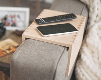 Custom Wood Couch Arm Table: Living Room Sofa Tray
