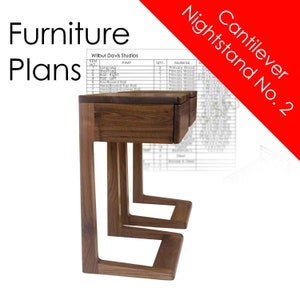 Cantilever Nightstand No. 2 Woodworking Plans with Cut List (PDF)