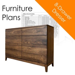 8-Drawer Solid Wood Dresser Woodworking Plans (PDF)