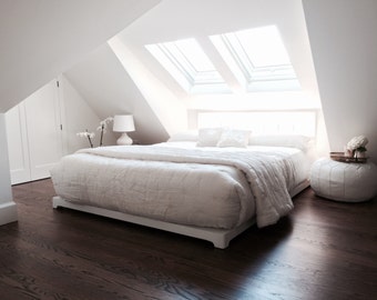 Ultra Low Profile Wooden Platform Bed Frame in Solid Maple Wood -  Wood Bedroom Furniture - Ultralow Bed Frame