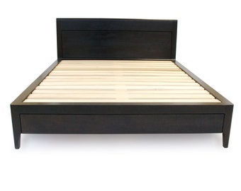 Ebonized Black Walnut Storage Bed - Solid Wood Bed With Drawers - Platform Bed with Storage