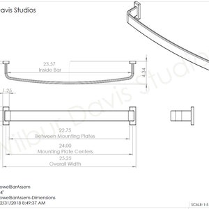 Bentwood Towel Bar Cherry, Walnut, or Oak Curved Wood Available in Several Sizes image 9