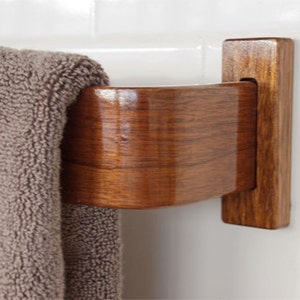 Bentwood Towel Bar Cherry, Walnut, or Oak Curved Wood Available in Several Sizes image 3