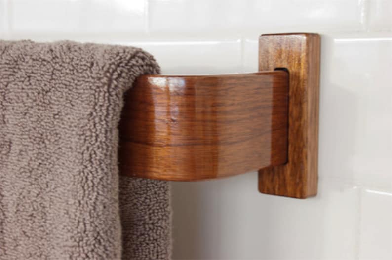 Bentwood Towel Bar Cherry, Walnut, or Oak Curved Wood Available in Several Sizes image 3