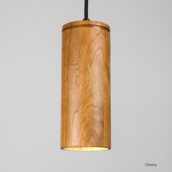 Cylinder Pendant Light Ul Listed Wood Light Minimal Etsy