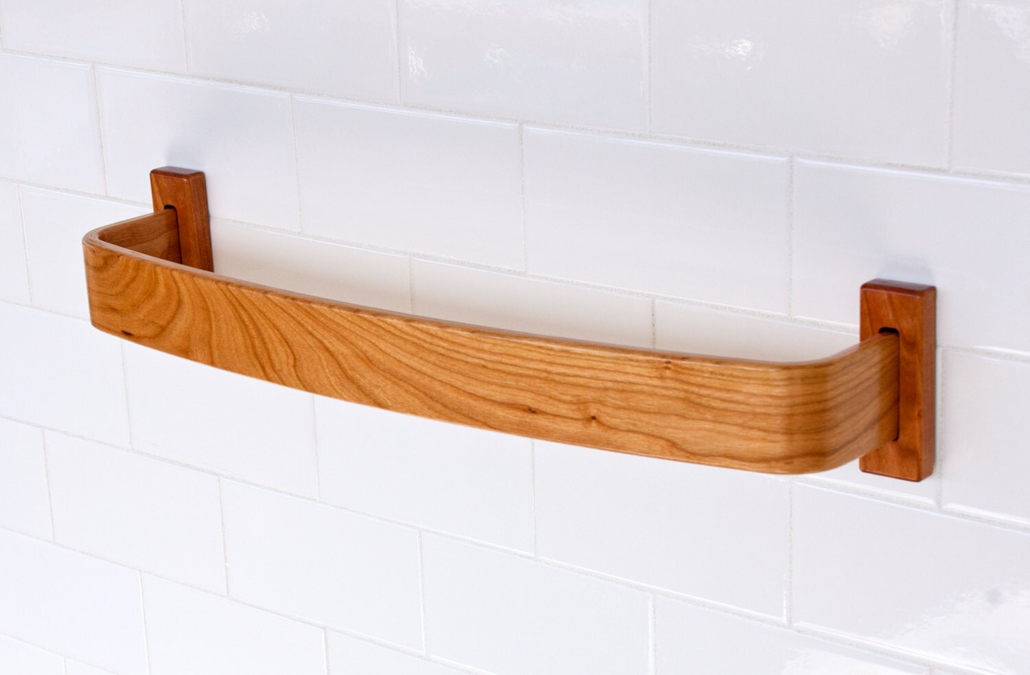 18 Cherry Bentwood Towel Bar Modern Solid Wood Arc Etsy