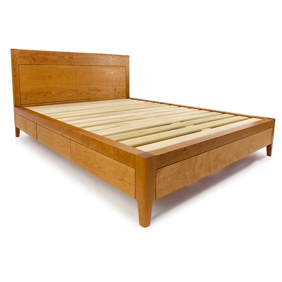 Cherry Storage Bed Platform Bed No 2 Modern Wood Bed Etsy