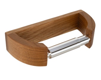 Porte-papier hygiénique moderne en bois incurvé - Support TP - Décoration de salle de bain minimaliste - Choisissez en chêne, noyer, érable ou cerisier