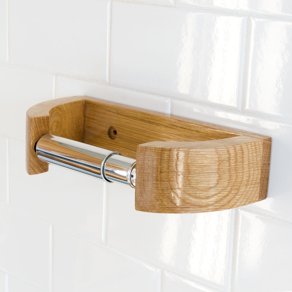 White Oak Tp Holder - Modern Curved Toilet Paper Décor de Salle Bains Accessoires Bain