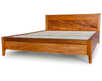 Mahogany Platform Bed No. 2, A Modern Wood Storage Bed with Drawers