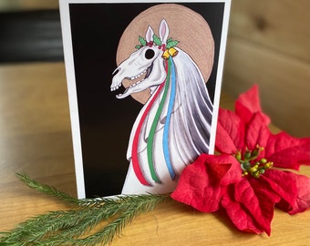 Mari Lwyd Welsh Folklore Christmas Yule Greeting Card