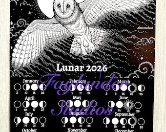 2027 Lunar Calendar Illustrated Owl Moon Phases of The Year