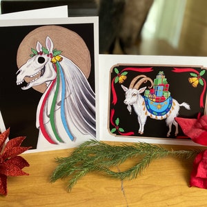 Yule Goat Scandinavian Folklore Christmas Yule Biglietto d'auguri Mari Lwyd Welsh Christmas Cards