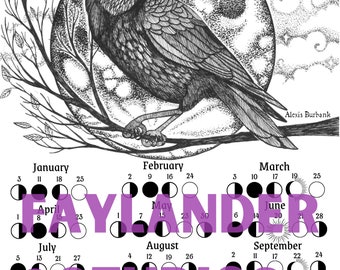 2027 Lunar Calendar Illustrated Crow Moon Phases of The Year *multiple designs*