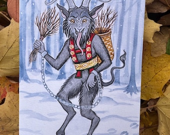 Krampus Folklore Yuletide Christmas Greeting Cards