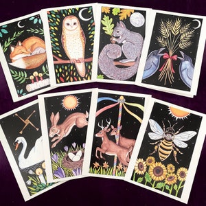 Sabbat Greeting Cards (Set of 8) Representing the Wheel of the Year Celtic Pagan Festivals